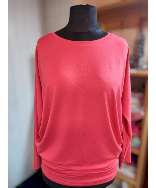 Bluzka Eveline dla puszystej - luźny fason oversize koralowa